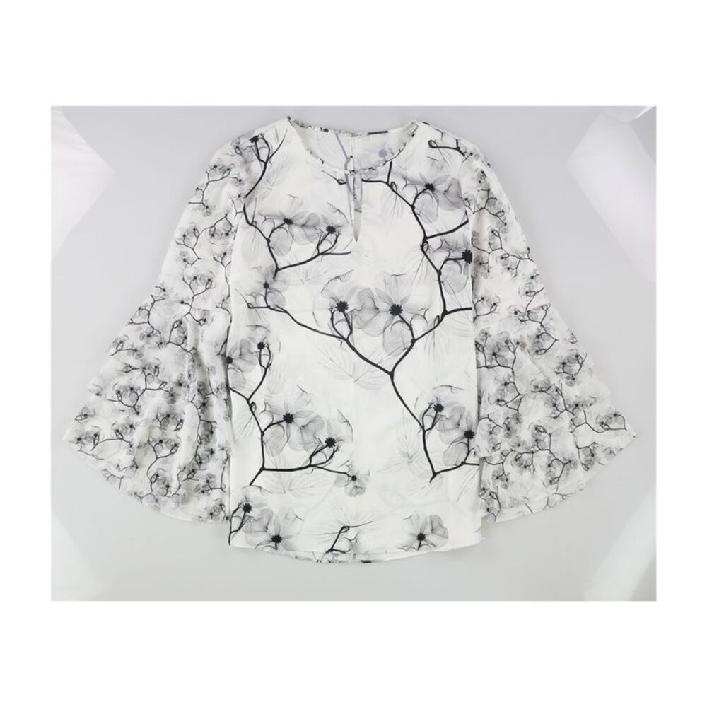Elie Tahari Womens Roselynn Floral Ruffled Blouse, NWT